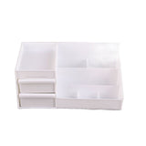 Cosmetic Storage Box Elegant Multifunctional Countertop Makeup Organizer with Drawers for School Office Art Supplies M White