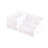 Cosmetic Storage Box Elegant Multifunctional Countertop Makeup Organizer with Drawers for School Office Art Supplies M White