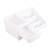 Cosmetic Storage Box Elegant Multifunctional Countertop Makeup Organizer with Drawers for School Office Art Supplies M White - Low Angle