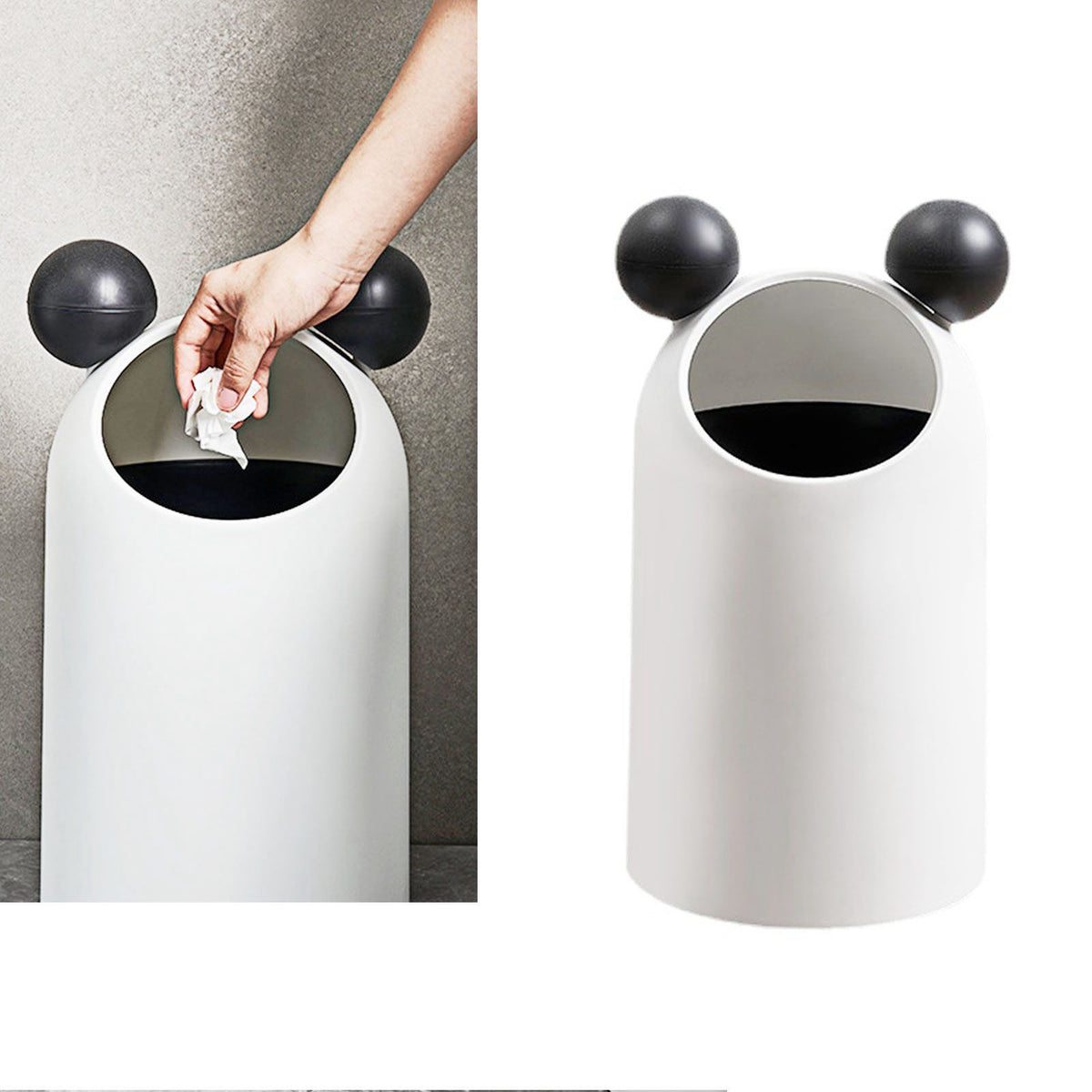 Trash Can Inclined Opening Large Capacity Modern Look Thickened Garbage Bin for Kitchen Bathroom Office Living Room White