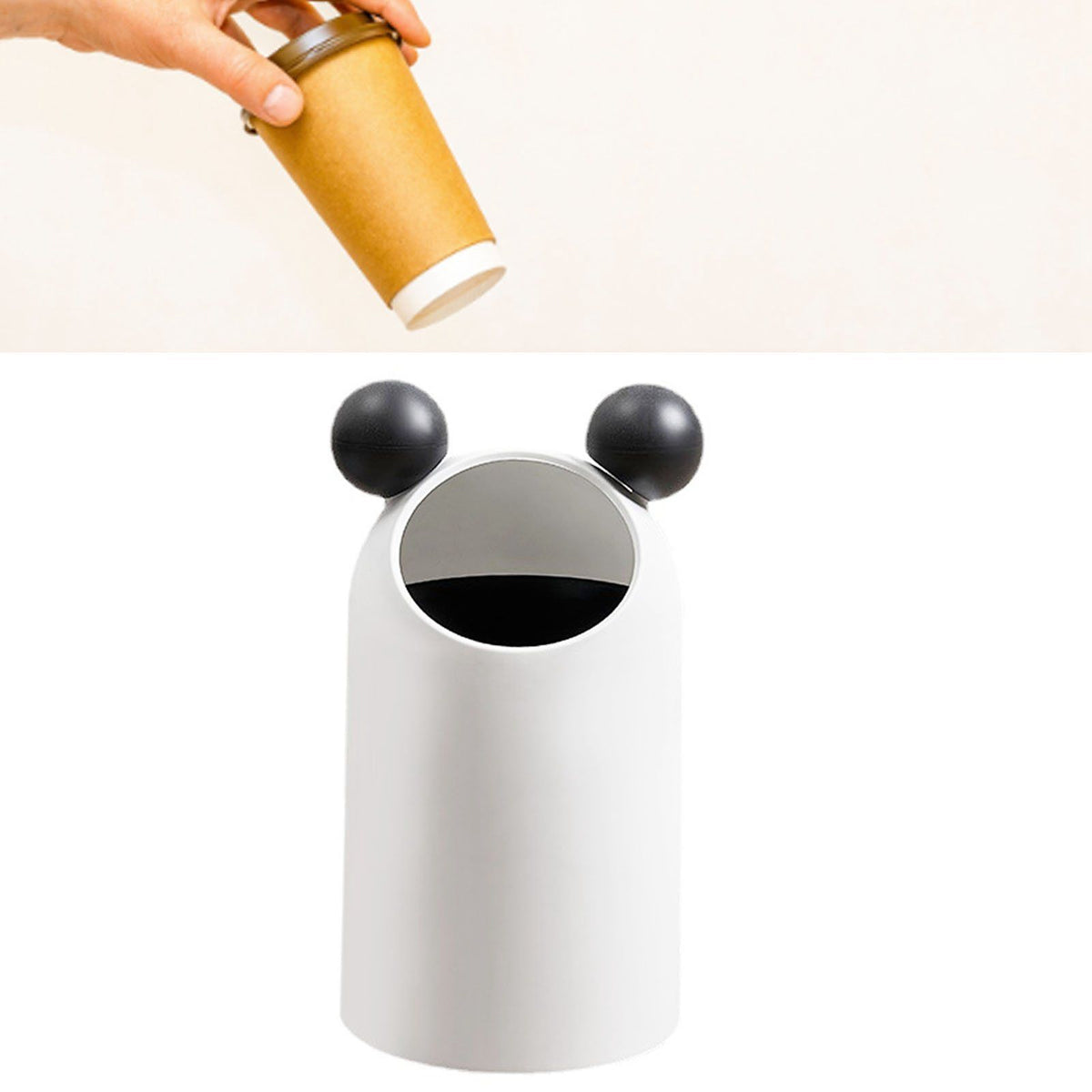 Trash Can Inclined Opening Large Capacity Modern Look Thickened Garbage Bin for Kitchen Bathroom Office Living Room White