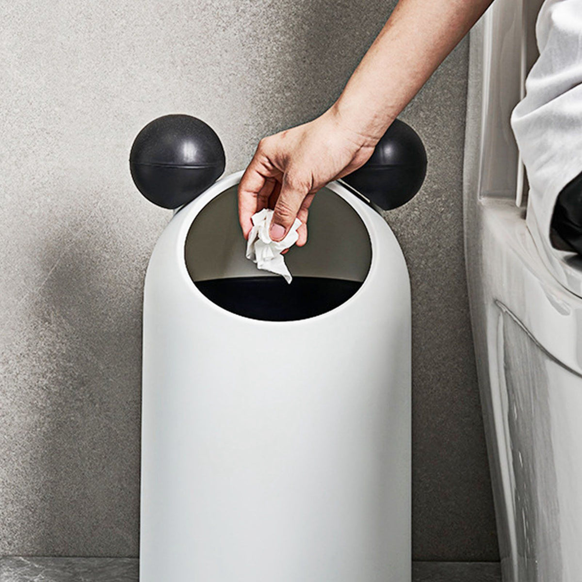 Trash Can Inclined Opening Large Capacity Modern Look Thickened Garbage Bin for Kitchen Bathroom Office Living Room White