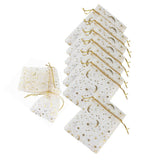 100 Pcs Drawstring Mesh Bag 9x12cm Star Moon Pattern Organza Fabric Fashionable Style Favor Pouch for Weddings Party