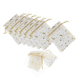 100 Pcs Drawstring Mesh Bag 9x12cm Star Moon Pattern Organza Fabric Fashionable Style Favor Pouch for Weddings Party