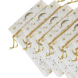 100 Pcs Drawstring Mesh Bag 9x12cm Star Moon Pattern Organza Fabric Fashionable Style Favor Pouch for Weddings Party - Close-Up Angle