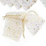 100 Pcs Drawstring Mesh Bag 9x12cm Star Moon Pattern Organza Fabric Fashionable Style Favor Pouch for Weddings Party - Extra Image