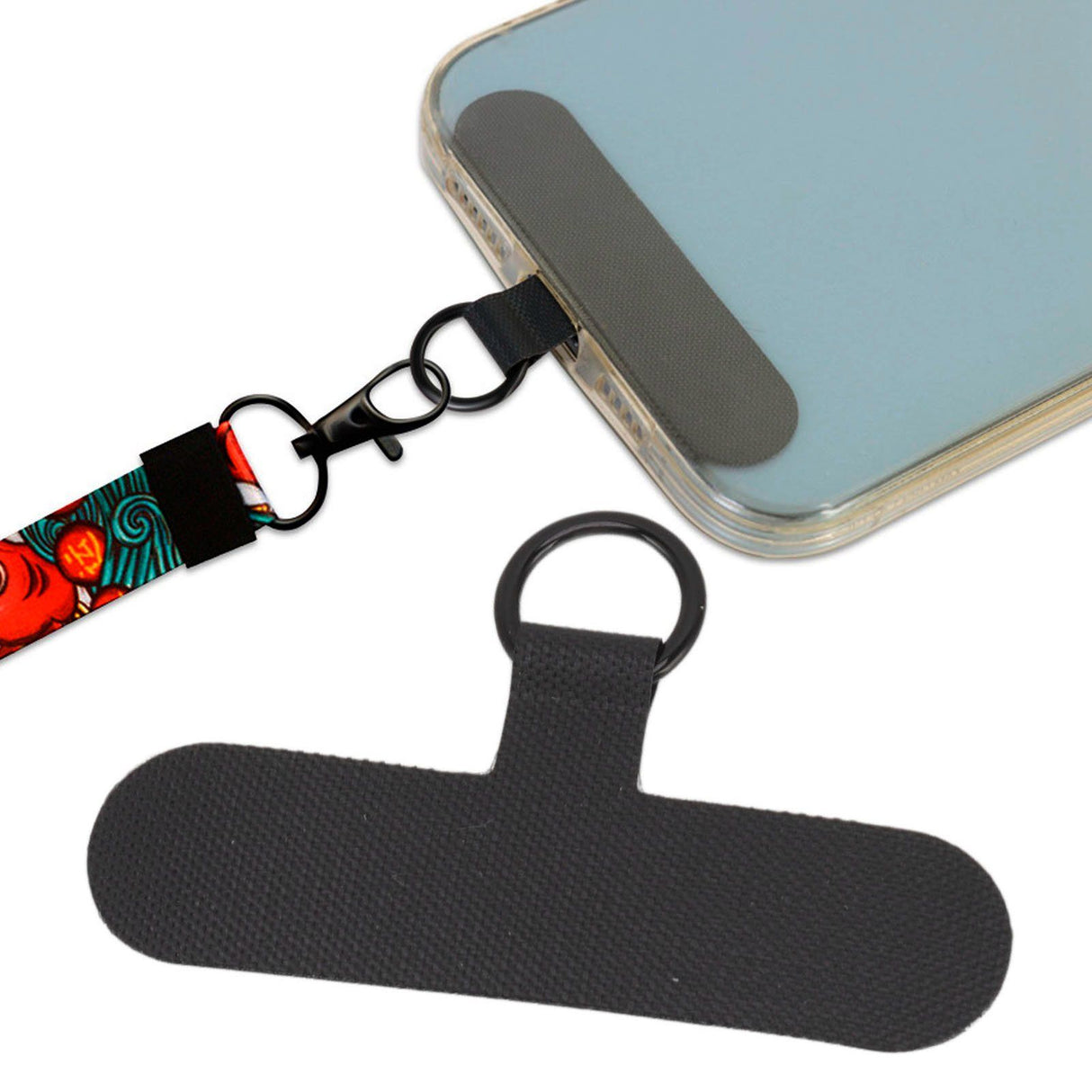 Universal Mobile Phone Lanyard Patch Nylon Cell Phone Hanging Rope Tab Connection Attachment Black