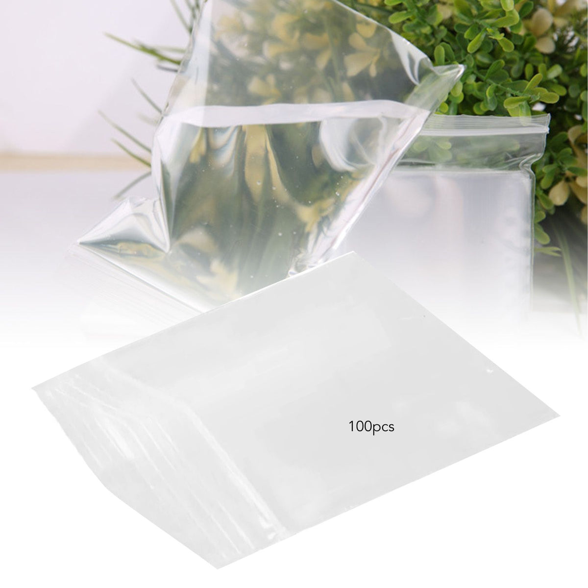 100pcs Snack Storage Bags Transparent Leakage Proof Thick Clear Zip PE Sealed Bags for Home Use