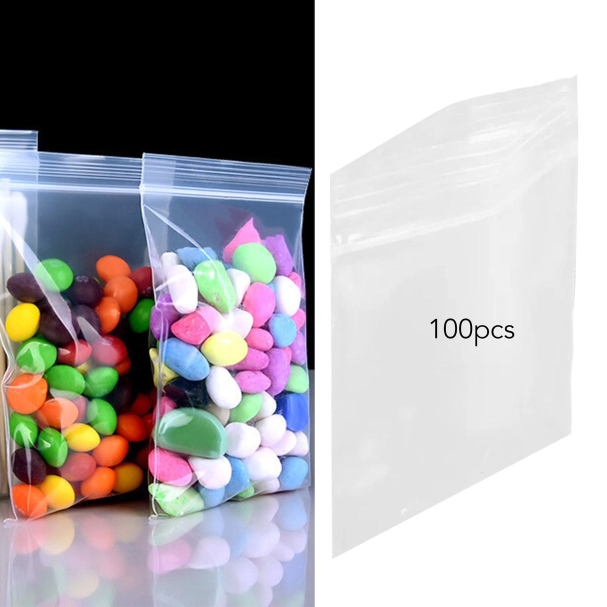 100pcs Snack Storage Bags Transparent Leakage Proof Thick Clear Zip PE Sealed Bags for Home Use