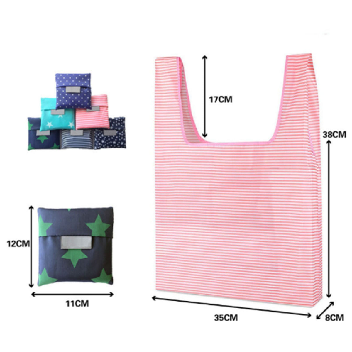 10Pcs Grocery Bag Foldable Polyester Large Capacity Reusable Shopping Bag for Household