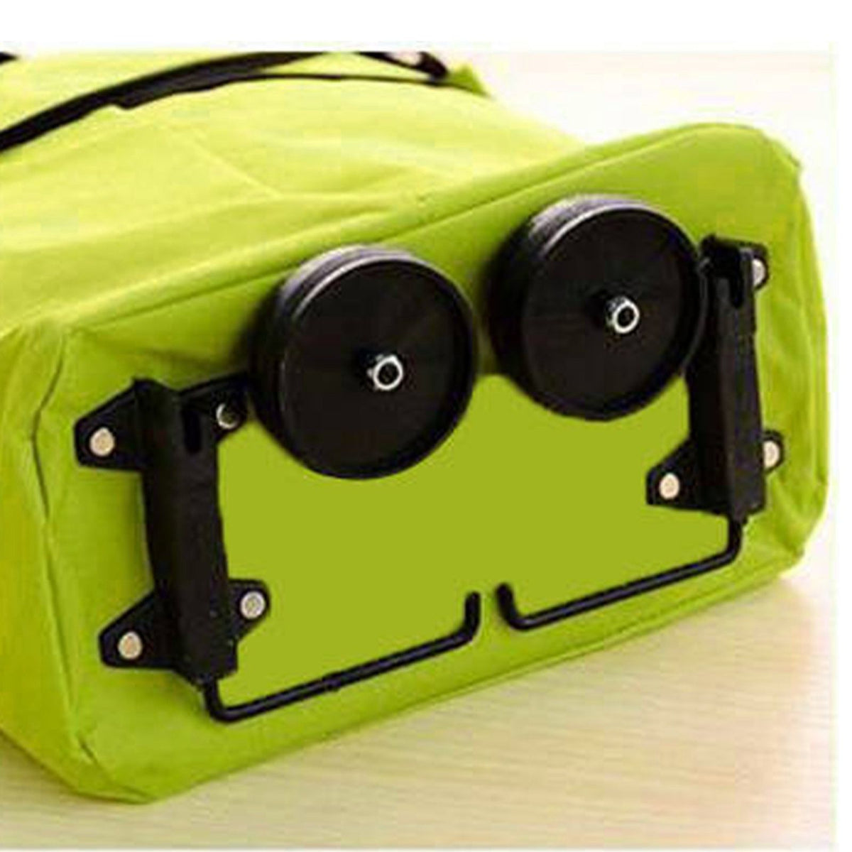Green Foldable Shopping Bag with Wheels Pure Color Expandable Oxford Cloth Wheeled Foldable Grocery Cart Bag