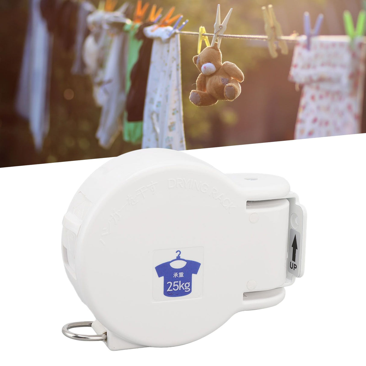 Indoor Retractable Clothesline 4.2m Heavy Duty Wear Resistant Rustproof Indoor Clothes Line for Balcony White