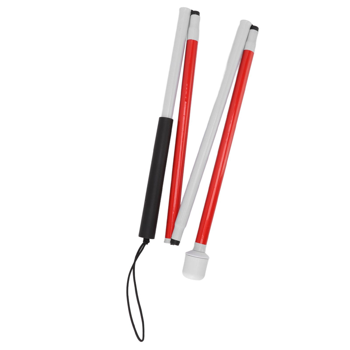 Folding Blind Cane Anti Slip Handle Red White Aluminium Light Weight Folding Walking Stick for Vision Impaired
