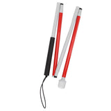 Folding Blind Cane Anti Slip Handle Red White Aluminium Light Weight Folding Walking Stick for Vision Impaired - Close-Up Angle