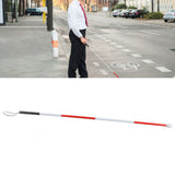 Folding Blind Cane Anti Slip Handle Red White Aluminium Light Weight Folding Walking Stick for Vision Impaired