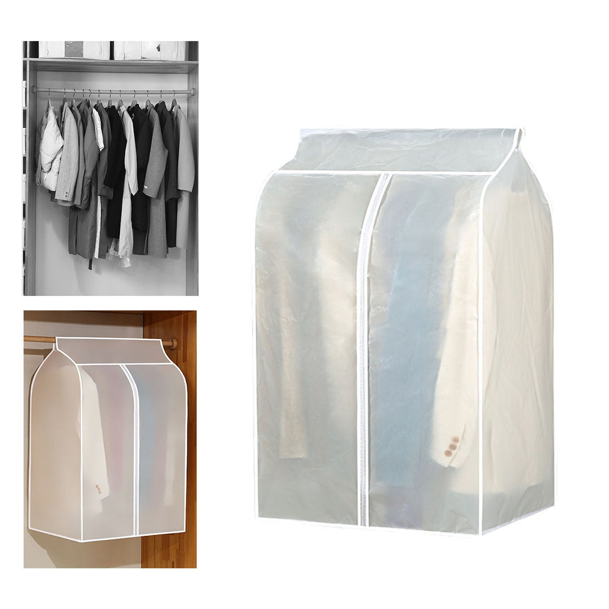 Large Garment Cover Transparent Easy To Install Hanging Clothes Storage Bag Clothes Dust Cover with Hook and Loop