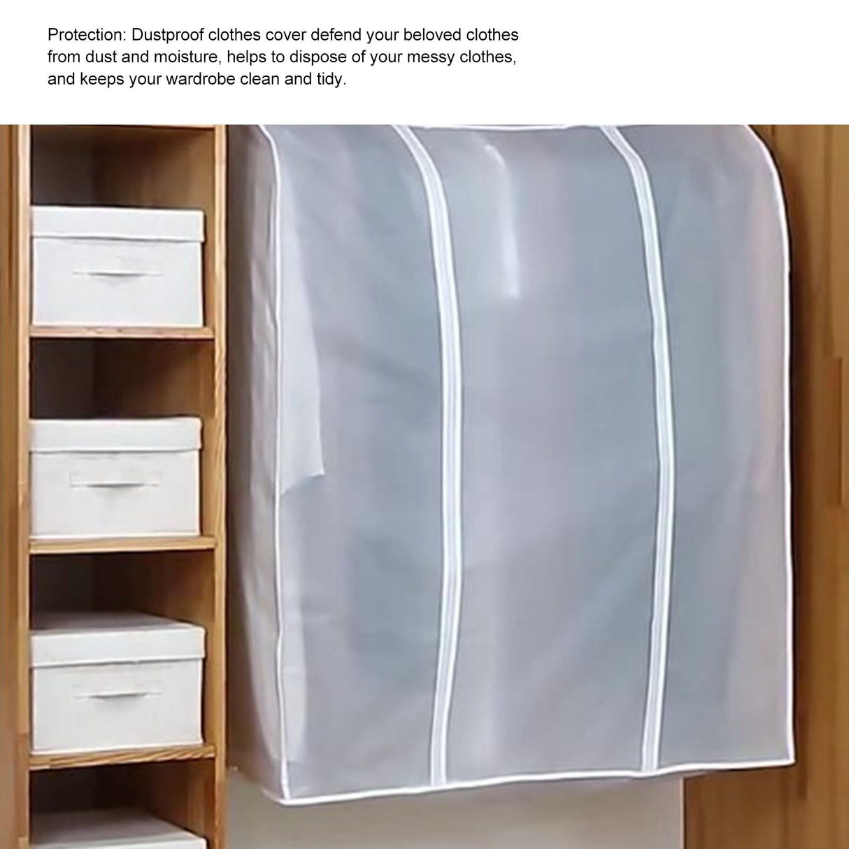 Large Garment Cover Transparent Easy To Install Hanging Clothes Storage Bag Clothes Dust Cover with Hook and Loop