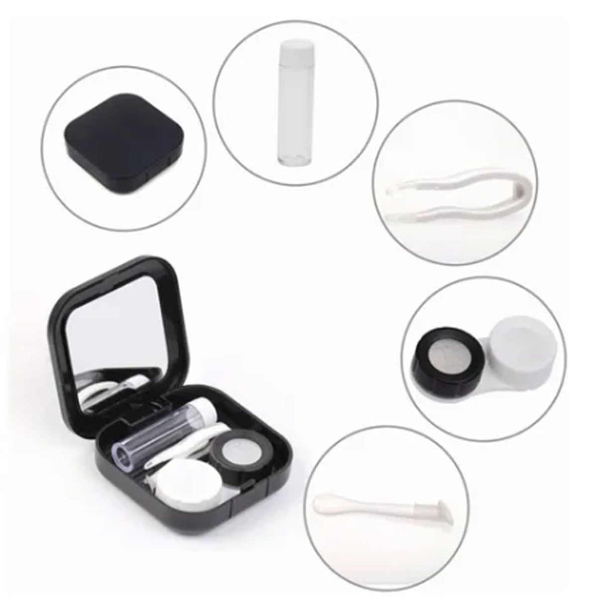 Contact Lens Box Plastic Leakage Proof Dustproof Portable Square Contact Lens Case Black