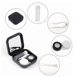 Contact Lens Box Plastic Leakage Proof Dustproof Portable Square Contact Lens Case Black - Front View