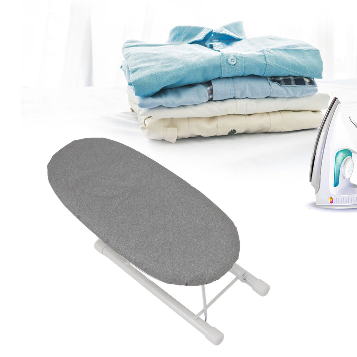 Tabletop Ironing Board Heat Resistant Foldable Portable Mini Ironing Board Clothes Ironing Accessories for Home Travel Grey