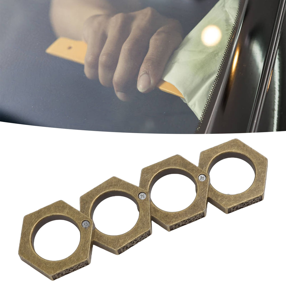 Defense Rings Aluminium Alloy Glossy Hexagonal Window Breaker for Emergency Defense Supplies Bronze
