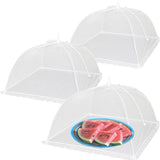 3PCS Food Protection Cover 18inch Gauze White Folding Food Tent Umbrella for Home Kitchen - Front View