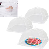 3PCS Food Protection Cover 18inch Gauze White Folding Food Tent Umbrella for Home Kitchen