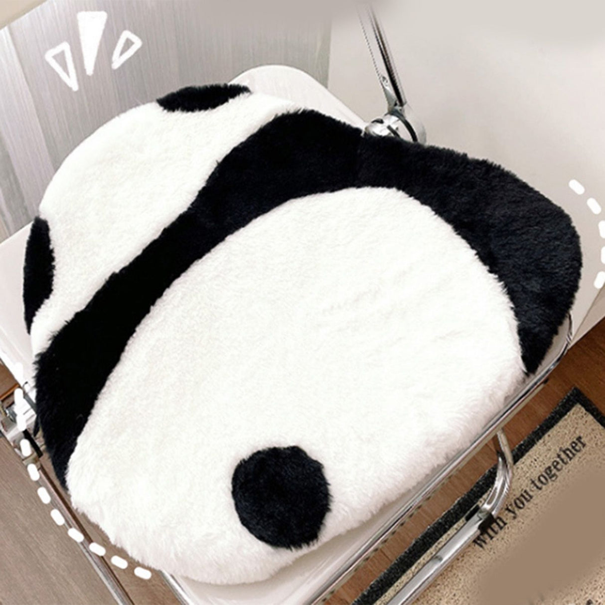 Cute Panda Chair Cushion Comfortable Hand Feel Non Slip Lovely Seating Cushion for Office Bedroom 47x41cm/18.5x16.1in