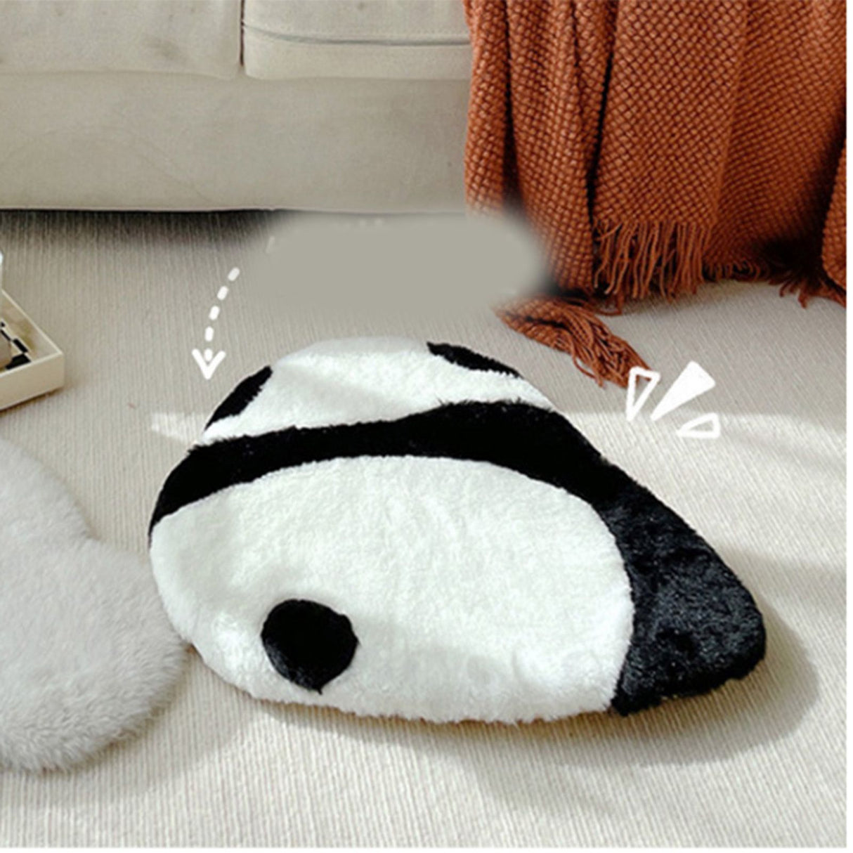 Cute Panda Chair Cushion Comfortable Hand Feel Non Slip Lovely Seating Cushion for Office Bedroom 47x41cm/18.5x16.1in