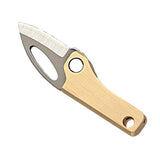 Mini Folding Knife Brass Handle Stainless Steel Blade Mini Magnetic Pocket Knife Outdoor Keychain Pendant Knife - Side View