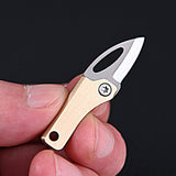 Mini Folding Knife Brass Handle Stainless Steel Blade Mini Magnetic Pocket Knife Outdoor Keychain Pendant Knife - Close-Up Angle
