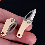 Mini Folding Knife Brass Handle Stainless Steel Blade Mini Magnetic Pocket Knife Outdoor Keychain Pendant Knife