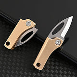 Mini Folding Knife Brass Handle Stainless Steel Blade Mini Magnetic Pocket Knife Outdoor Keychain Pendant Knife