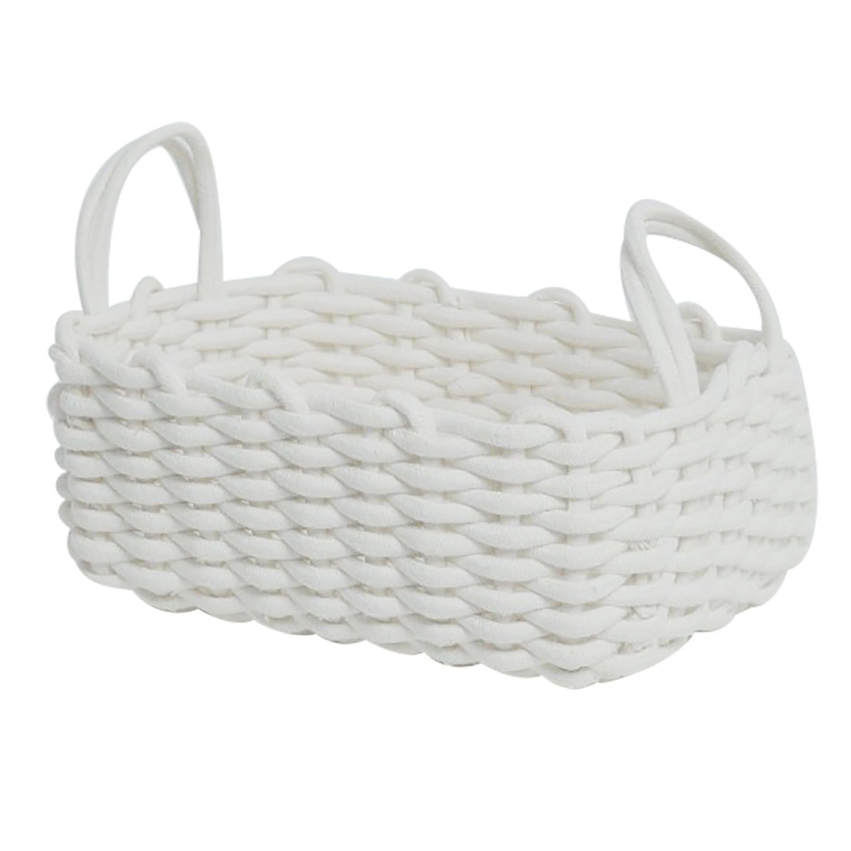 Cotton Rope Storage Basket Hand Knitting Nordic Style Desktop Storage Organizer for Key Snacks Underwear White 36x25x15cm/14.2x9.8x5.9in