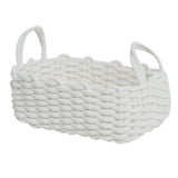 Cotton Rope Storage Basket Hand Knitting Nordic Style Desktop Storage Organizer for Key Snacks Underwear White 36x25x15cm/14.2x9.8x5.9in
