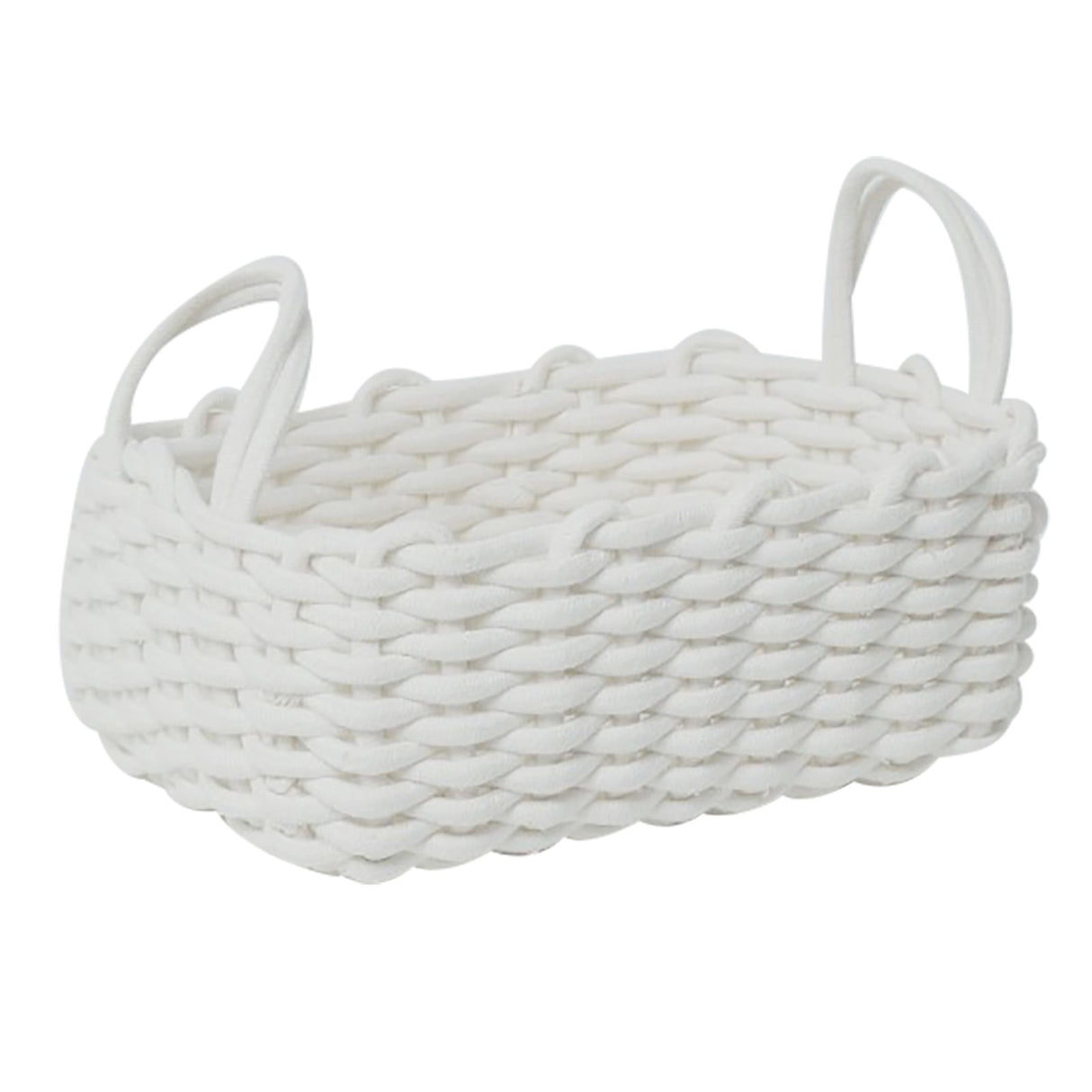Cotton Rope Storage Basket Hand Knitting Nordic Style Desktop Storage Organizer for Key Snacks Underwear White 36x25x15cm/14.2x9.8x5.9in