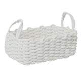 Cotton Rope Storage Basket Hand Knitting Nordic Style Desktop Storage Organizer for Key Snacks Underwear White 36x25x15cm/14.2x9.8x5.9in