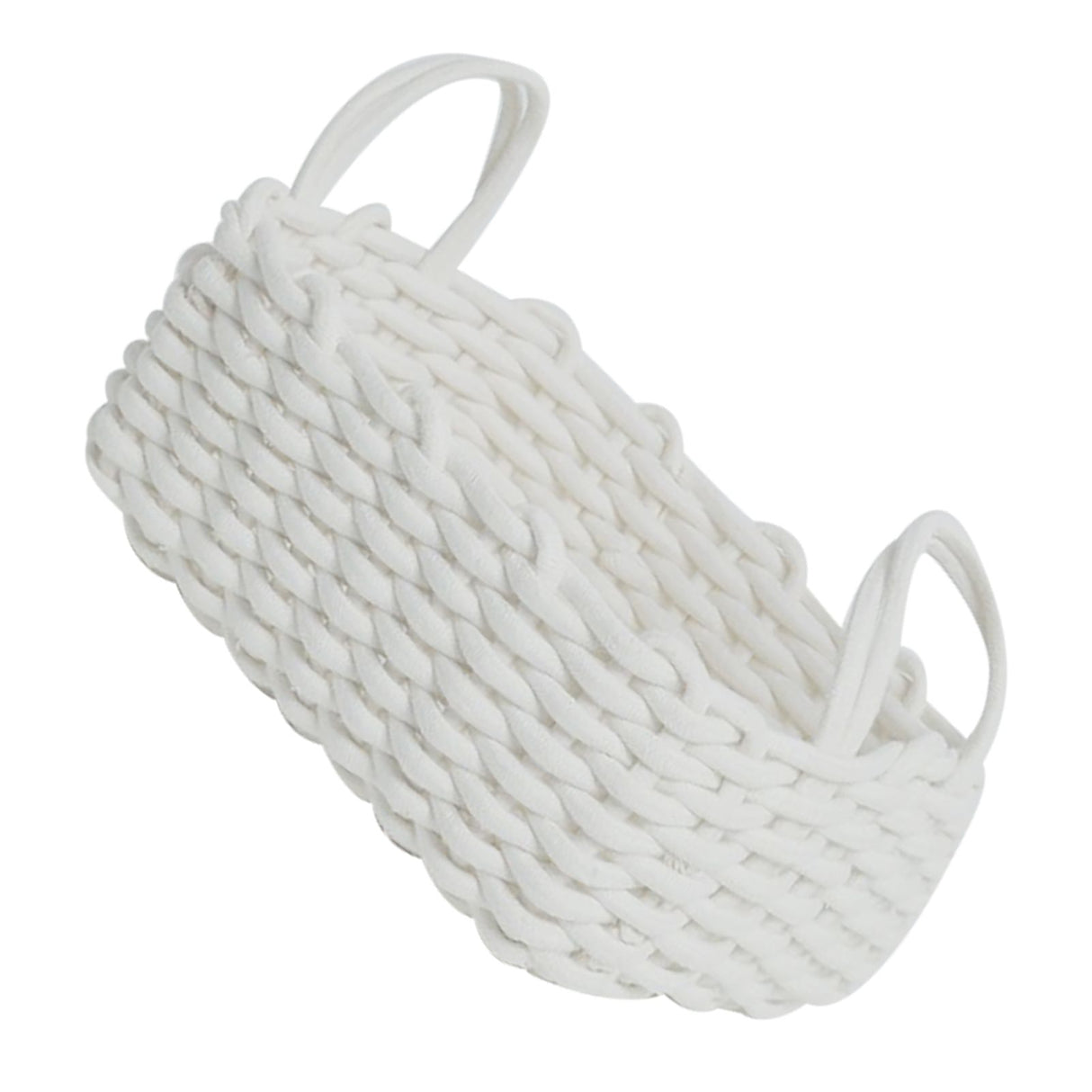 Cotton Rope Storage Basket Hand Knitting Nordic Style Desktop Storage Organizer for Key Snacks Underwear White 36x25x15cm/14.2x9.8x5.9in