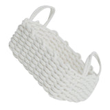 Cotton Rope Storage Basket Hand Knitting Nordic Style Desktop Storage Organizer for Key Snacks Underwear White 36x25x15cm/14.2x9.8x5.9in