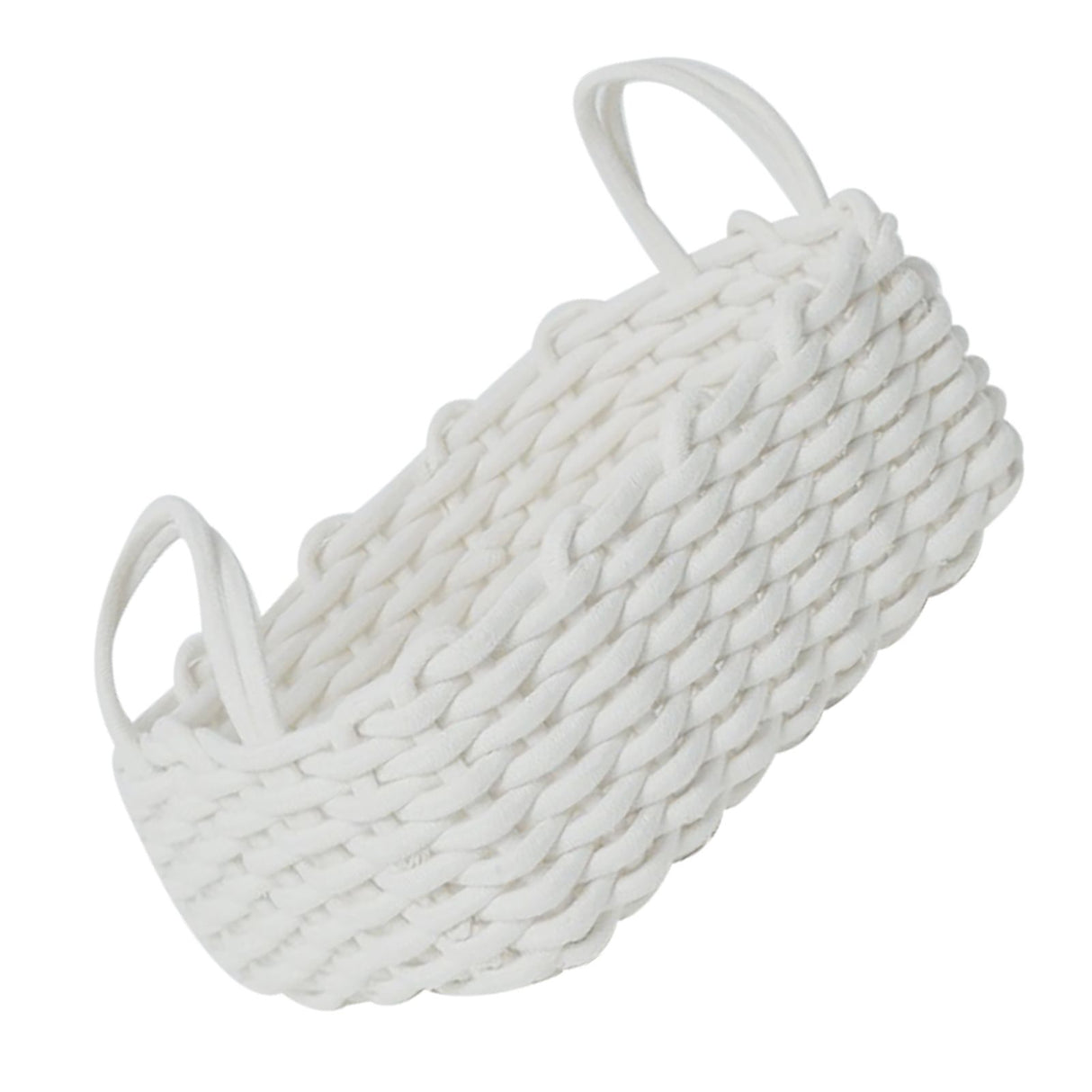 Cotton Rope Storage Basket Hand Knitting Nordic Style Desktop Storage Organizer for Key Snacks Underwear White 36x25x15cm/14.2x9.8x5.9in
