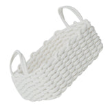 Cotton Rope Storage Basket Hand Knitting Nordic Style Desktop Storage Organizer for Key Snacks Underwear White 36x25x15cm/14.2x9.8x5.9in