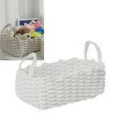 Cotton Rope Storage Basket Hand Knitting Nordic Style Desktop Storage Organizer for Key Snacks Underwear White 36x25x15cm/14.2x9.8x5.9in