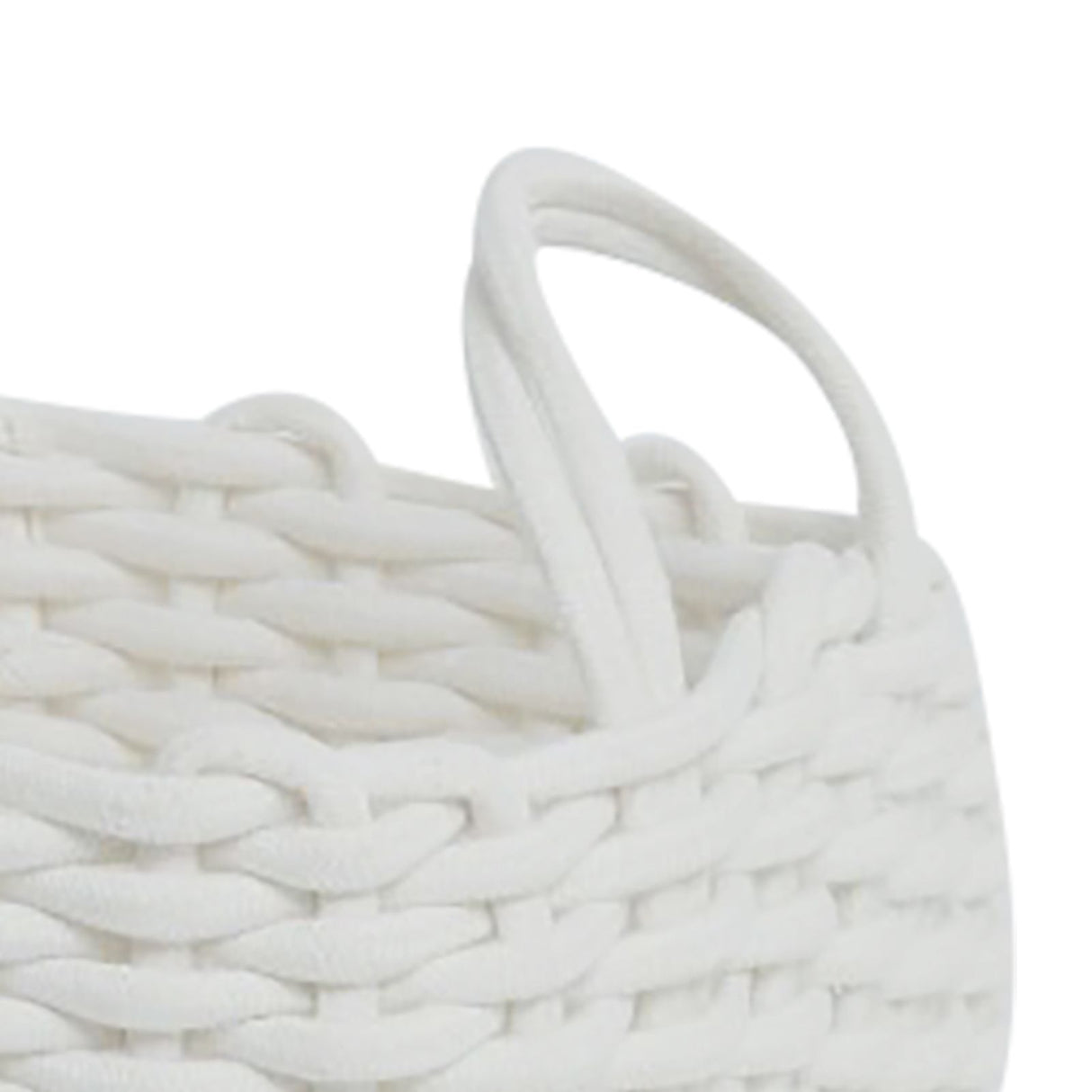 Cotton Rope Storage Basket Hand Knitting Nordic Style Desktop Storage Organizer for Key Snacks Underwear White 36x25x15cm/14.2x9.8x5.9in