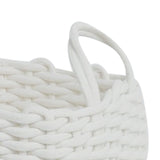 Cotton Rope Storage Basket Hand Knitting Nordic Style Desktop Storage Organizer for Key Snacks Underwear White 36x25x15cm/14.2x9.8x5.9in - Close-Up Angle