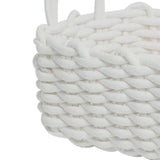 Cotton Rope Storage Basket Hand Knitting Nordic Style Desktop Storage Organizer for Key Snacks Underwear White 36x25x15cm/14.2x9.8x5.9in
