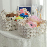 Cotton Rope Storage Basket Hand Knitting Nordic Style Desktop Storage Organizer for Key Snacks Underwear White 36x25x15cm/14.2x9.8x5.9in