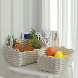 Cotton Rope Storage Basket Hand Knitting Nordic Style Desktop Storage Organizer for Key Snacks Underwear White 36x25x15cm/14.2x9.8x5.9in