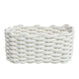 Cotton Rope Storage Basket Hand Knitting Nordic Style Desktop Storage Organizer for Key Snacks Underwear White 30x22x14cm/11.8x8.7x5.5in