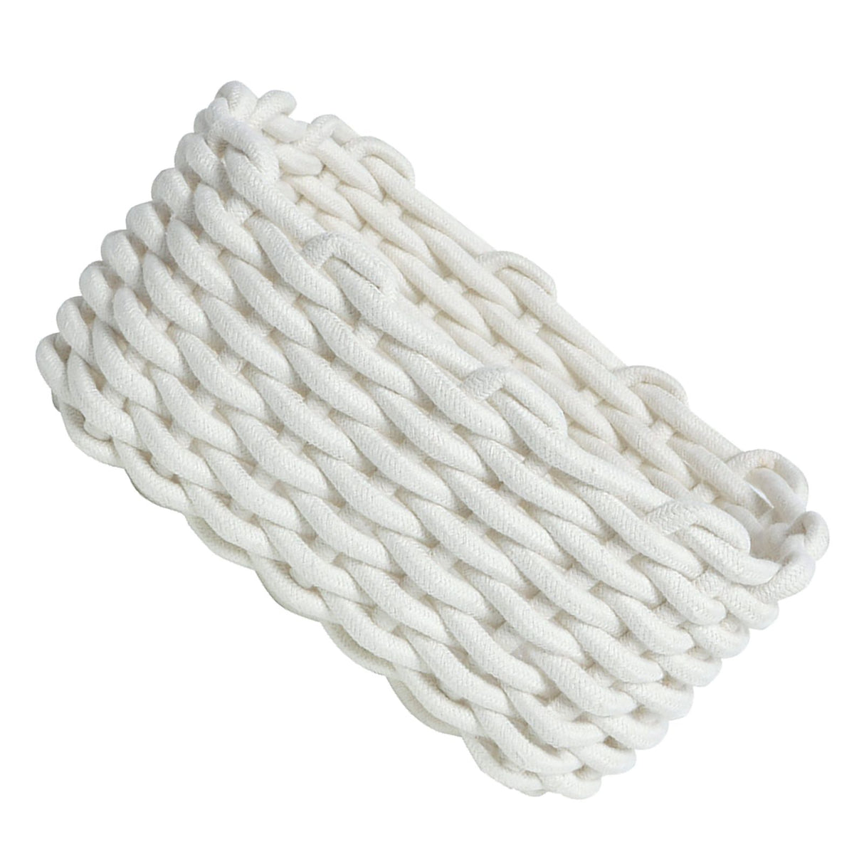 Cotton Rope Storage Basket Hand Knitting Nordic Style Desktop Storage Organizer for Key Snacks Underwear White 30x22x14cm/11.8x8.7x5.5in