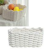 Cotton Rope Storage Basket Hand Knitting Nordic Style Desktop Storage Organizer for Key Snacks Underwear White 30x22x14cm/11.8x8.7x5.5in